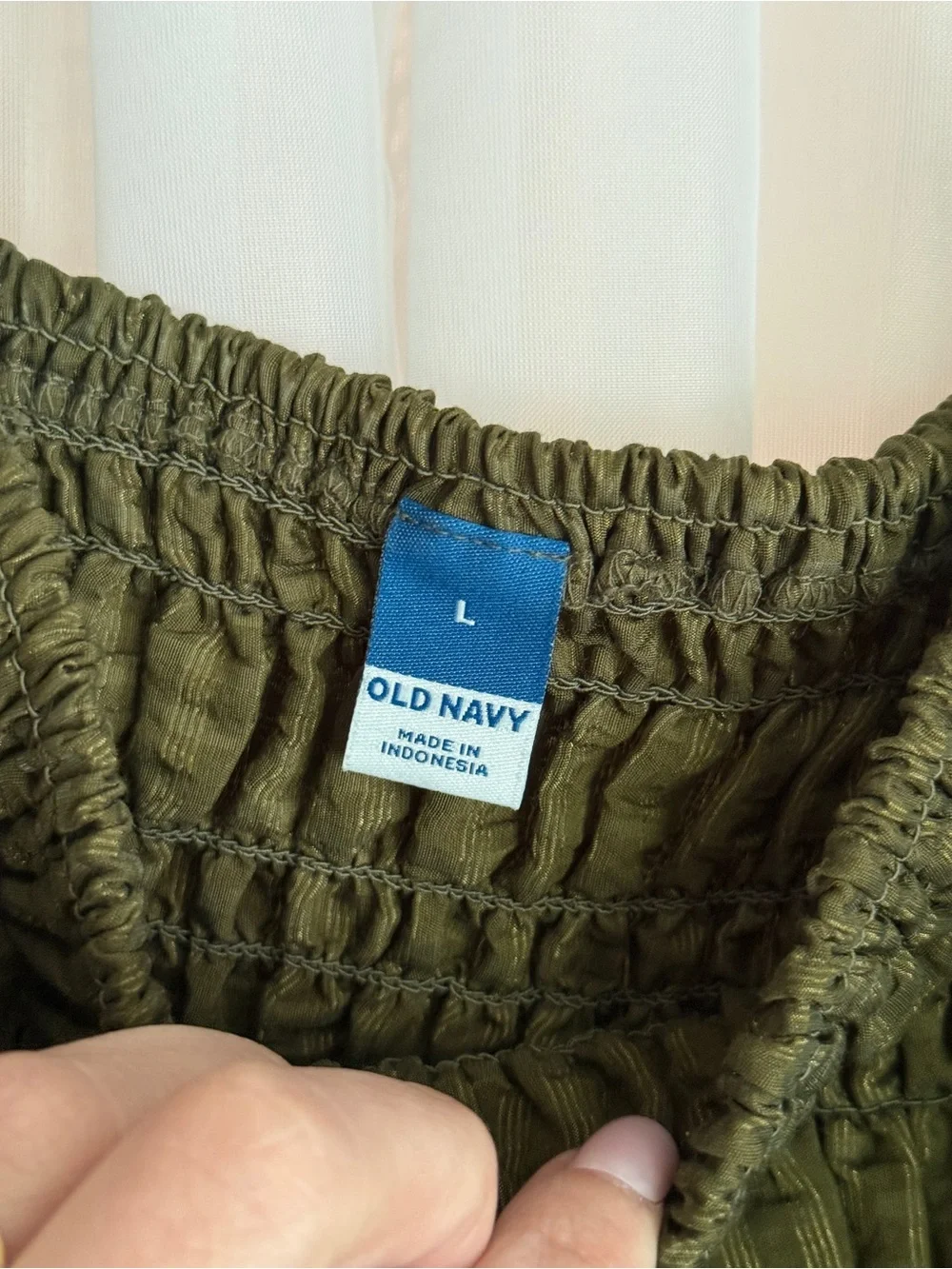 Old Navy Olive Green Smocked Square-Neck Blouse